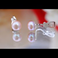Обеци с естествени  перли на клипс, клac АA,, снимка 3 - Обеци - 20608910