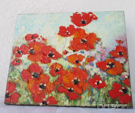 Макове, червени цветя... Мима / Art by MiMa, kartina, painting картина ___60, снимка 6 - Картини - 14454701