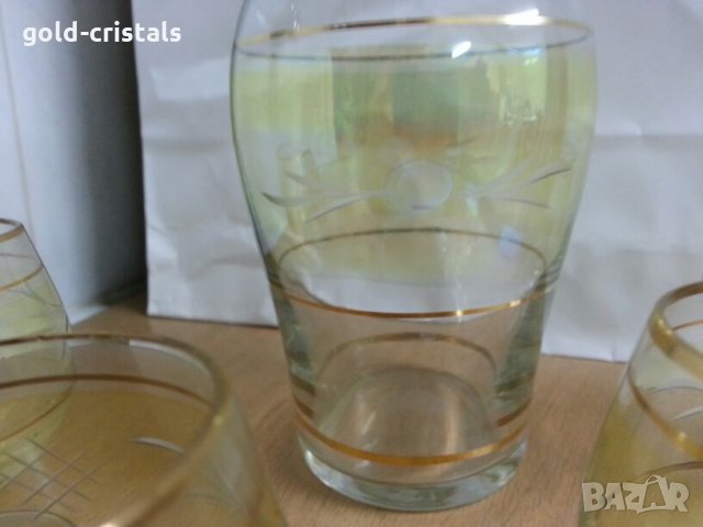 Ретро сервиз за ракия с златен кант, снимка 8 - Антикварни и старинни предмети - 22100319