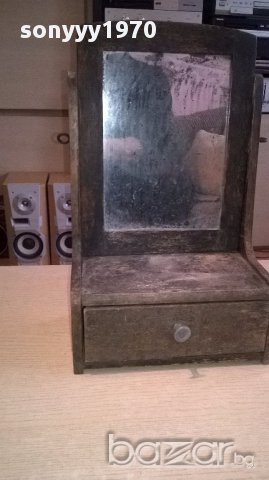 Антика-ретро огледало тоалетка с чекмедже-40х26х16см, снимка 5 - Антикварни и старинни предмети - 18063745