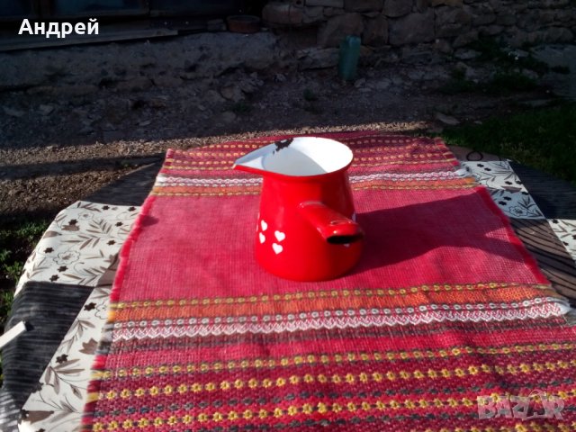 Старо емайлирано джезве #4, снимка 4 - Антикварни и старинни предмети - 25748971