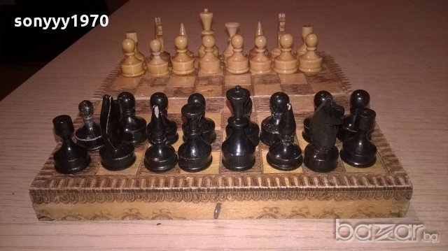 стар шах 17х17см-дървен, снимка 8 - Колекции - 19547537