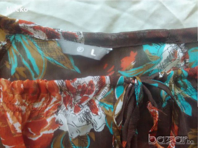 ефирна флорална туника/блуза с къс ръкав, снимка 4 - Туники - 15124614