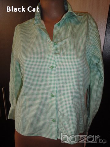 Светлозелена карирана дамска риза, блуза с дълъг ръкав, ръкави, дамски топ, жилетка, снимка 6 - Ризи - 13869321