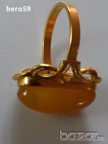 Дамски руски пръстен с натурален кехлибар, снимка 6 - Пръстени - 16756765