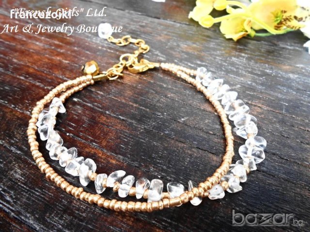 Гривна за крак от полускъпоценен камък - планински кристал, снимка 7 - Гривни - 21355401