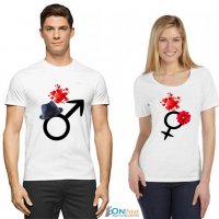 Комплект дамска и мъжка тениска със забавен надпис ПРОМОЦИЯ, снимка 6 - Тениски - 21131067