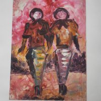  Жени-картина маслени бои от Африка, снимка 1 - Картини - 23813656