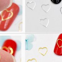 2 бр голямо тънка рамка сърце сребрист златист цвят бижу декорация за нокти маникюр, снимка 2 - Други - 20781104