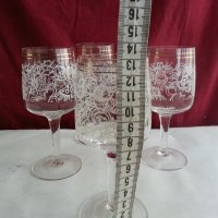 Ретро кристални чаши с златен кант за ракия и вино, снимка 6 - Антикварни и старинни предмети - 20757709