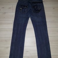 Дамски сини дънки марка P@s Jeans с черни орнаменти на джобовете, снимка 3 - Дънки - 23703024