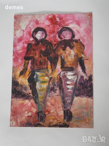  Жени-картина маслени бои от Африка, снимка 1