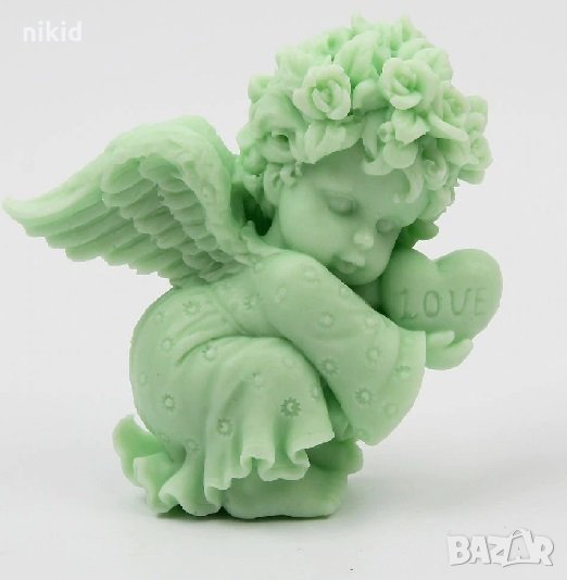 3d Приведен Ангел със сърце love в шепа силиконов молд кръщене фондан торта гипс сапун калъп пита, снимка 1