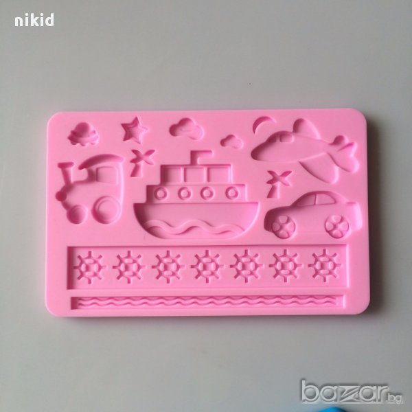 огромен силиконов молд форма 3D транспортни средства влак кораб кола море котва самолет торта фондан, снимка 1