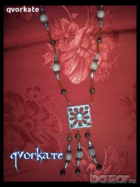 Колие и обеци от слънчев камък,червен ахат, снимка 1