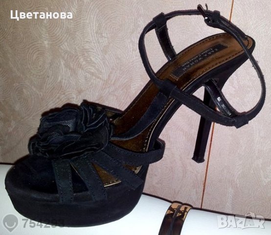 Дамски черни сандали естествена кожа ЗАРА, снимка 5 - Сандали - 25642374