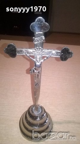 красив метален кръст с основа-26х11см-внос швеицария, снимка 5 - Колекции - 19499615