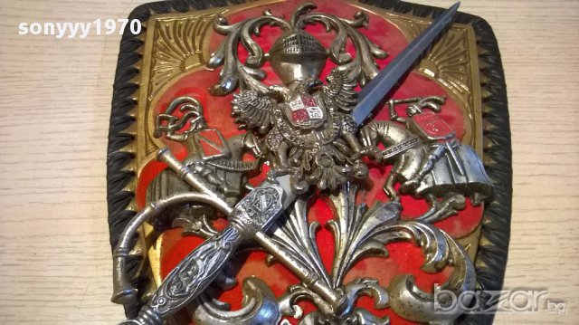 Герб с сабя за стена-30/22см-внос швеицария, снимка 7 - Антикварни и старинни предмети - 13901788