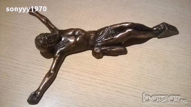 ГОЛЯМ Исус христос-35/24см мед/месинг/бронз-внос швеицария, снимка 10 - Антикварни и старинни предмети - 13741209