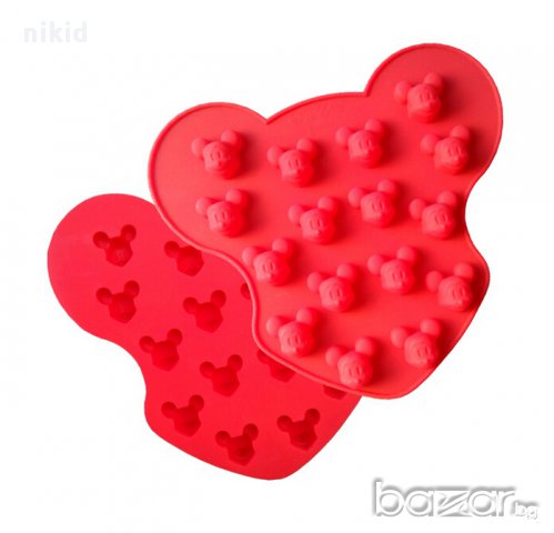 дребни Мики Маус mickey силиконов молд форма желе желирани бонбони фондан шоколад тесто украса торта, снимка 2 - Форми - 17685112