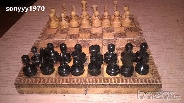 стар шах 17х17см-дървен, снимка 4 - Колекции - 19547537