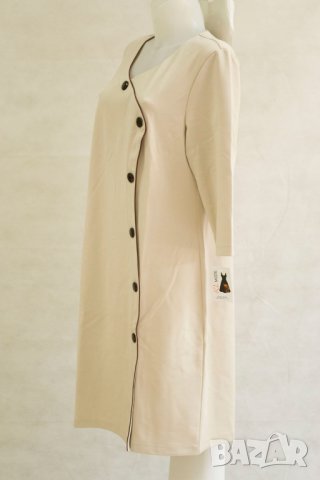 Бежова стилна рокля марка Kleoss - 2XL, снимка 4 - Рокли - 22369584