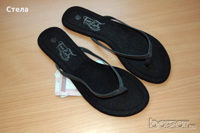 Нови дамски обувки/ летни чехли, с етикет, черни, снимка 1 - Чехли - 18584519