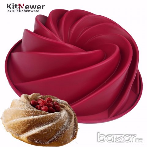 голяма висока спирала силиконова форма тава за направа печене кекс торта желиран сладкиш, снимка 2 - Форми - 17760356