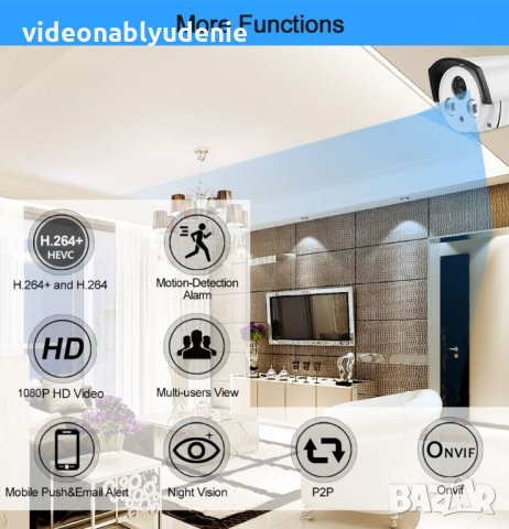FULL HD 1080P 2Mpx IR-Cut 2 Array Водоустойчива IP Камера с Микрофон и microSD Карта Слот Wifi + Lan, снимка 2 - IP камери - 23218167