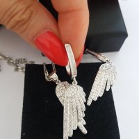 сребърен комплект "Ангелски криле", снимка 2 - Бижутерийни комплекти - 23528950