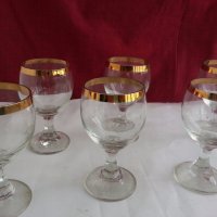 Ретро кристални чаши с златен кант , снимка 6 - Антикварни и старинни предмети - 19581397