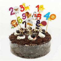 животни с цифри на клечки картонени топери за украса торта мъфини парти Рожден ден години декор, снимка 1 - Други - 22422247