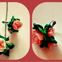 Колие и обеци Цветя (подарък луксозна кутия), снимка 6 - Бижутерийни комплекти - 21268717