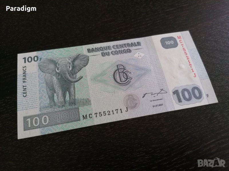 Банкнота - Конго - 100 франка UNC | 2007г., снимка 1