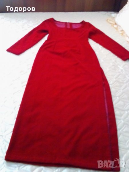 Червена рокля копринено кадифе + подарък, снимка 1