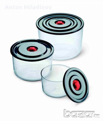 Комплект от 3 бр. съдове за фризер с пластмасови капаци SIMAX. , снимка 1