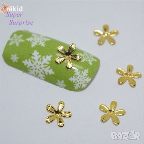 златно цвете бижу декорация за нокти маникюр