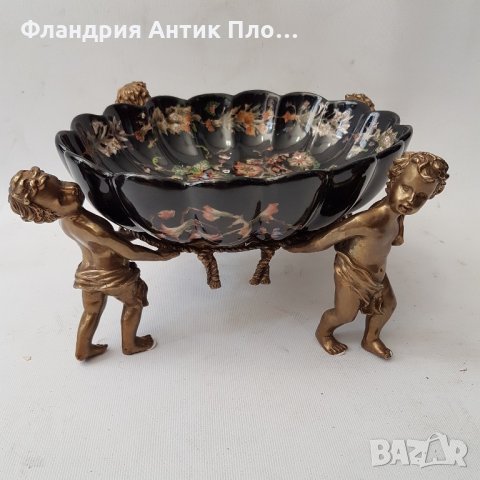 Черна фруктиера порцелан и бронз, снимка 2 - Декорация за дома - 21847412
