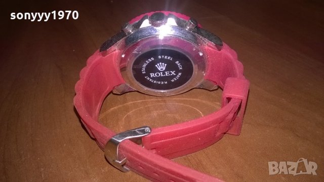 нов часовник-гумена червена каишка, снимка 5 - Други - 21835038