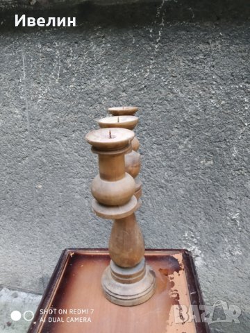 стар дървен свещник, снимка 2 - Антикварни и старинни предмети - 25852768