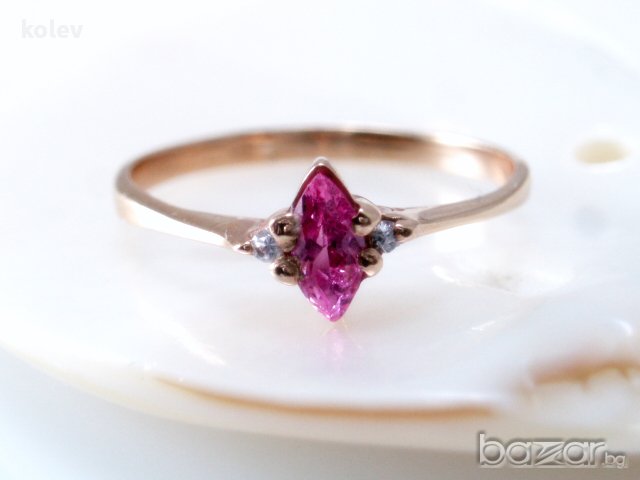  златен пръстен с розов цирконий 1.34 грама, размер №53.5, снимка 3 - Пръстени - 13729043