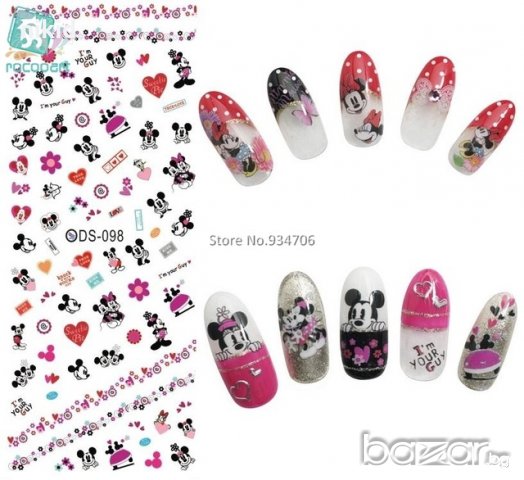 Мики и Мини Маус слайдер ds-098 лист татос ваденки водни стикери за нокти маникюр