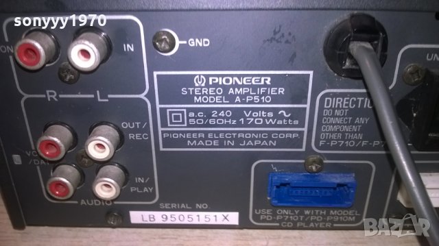 pioneer a-p510 stereo amplifier-made in japan-внос англия, снимка 11 - Ресийвъри, усилватели, смесителни пултове - 26195660