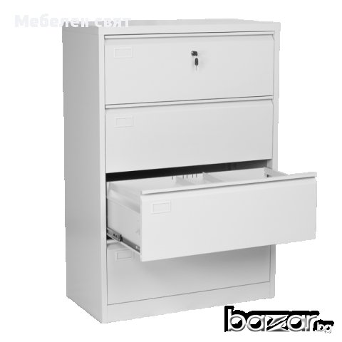 Метален шкаф за папки с четери чекмеджета 132/90/45см, снимка 2 - Гардероби - 16371236