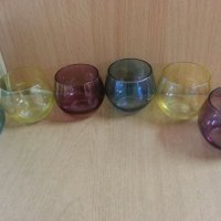 Ретро стъклени чаши цветно стъкло, снимка 5 - Антикварни и старинни предмети - 23868203