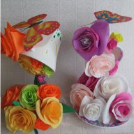 Налични -летящи чаши с цветя от хартия, снимка 7 - Декорация за дома - 18194035