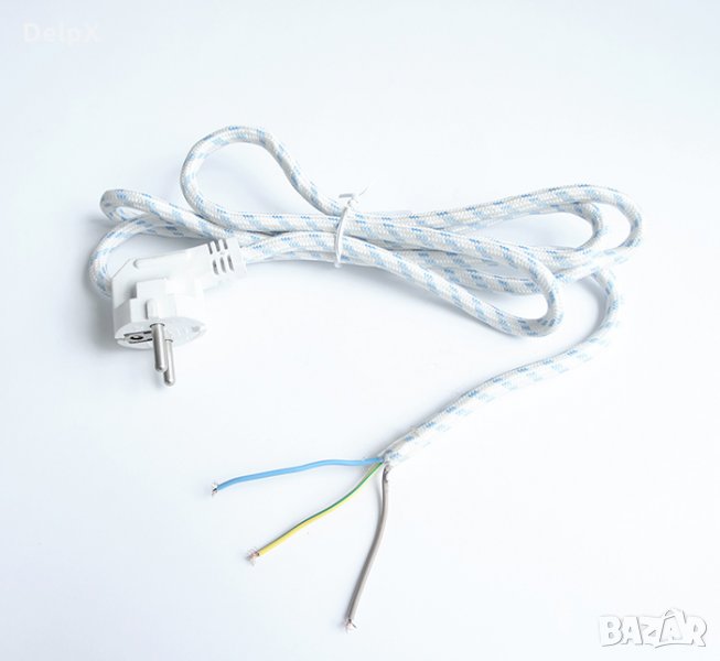 Захранващ високотемпературен кабел за ютия с щепсел "шуко"/3 жила 2,4m 220V 16A, снимка 1