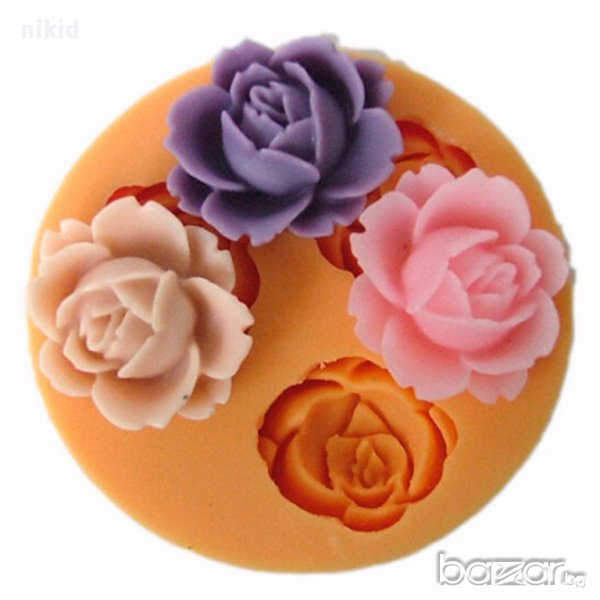  3D 3 малки розички кръгъл силиконов молд за фондан украса торта декорация мъфини шоколад, снимка 1