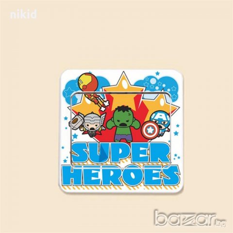 2 вида 4 герои Капитан Америка Хълк Айрън стикер за контакт ключ на лампа копчето