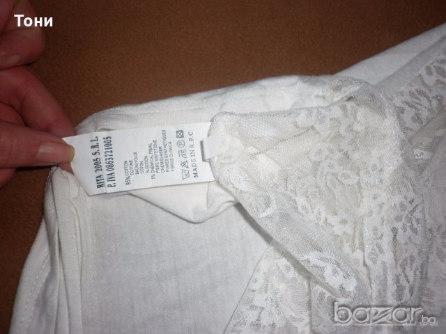 Бяла блуза с пайети и дантелен гръб , снимка 6 - Корсети, бюстиета, топове - 18565788